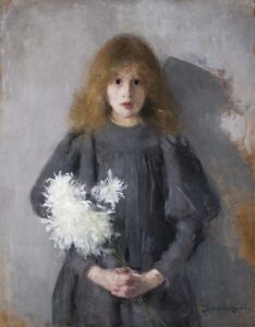 boznańska, olga (1865–1940) – girl with chrysanthemums (1894)
